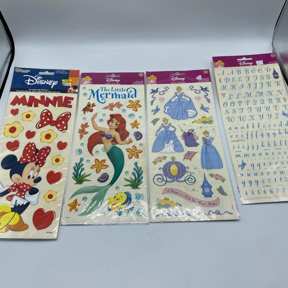 Vintage SANDYLION Disney Minnie Mermaid Cinderella Princess Scrapbook STICKERS 4